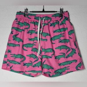 Chubbies Pink and Green Alligator Swim Trunks
